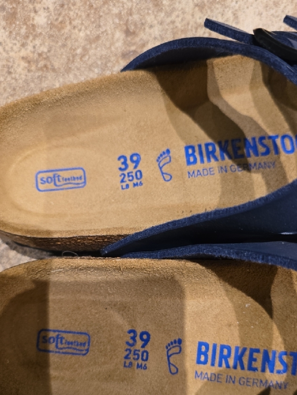 Birkenstock Navy Triple-Strap Soft Footbed Sandals - Picture 4 of 7